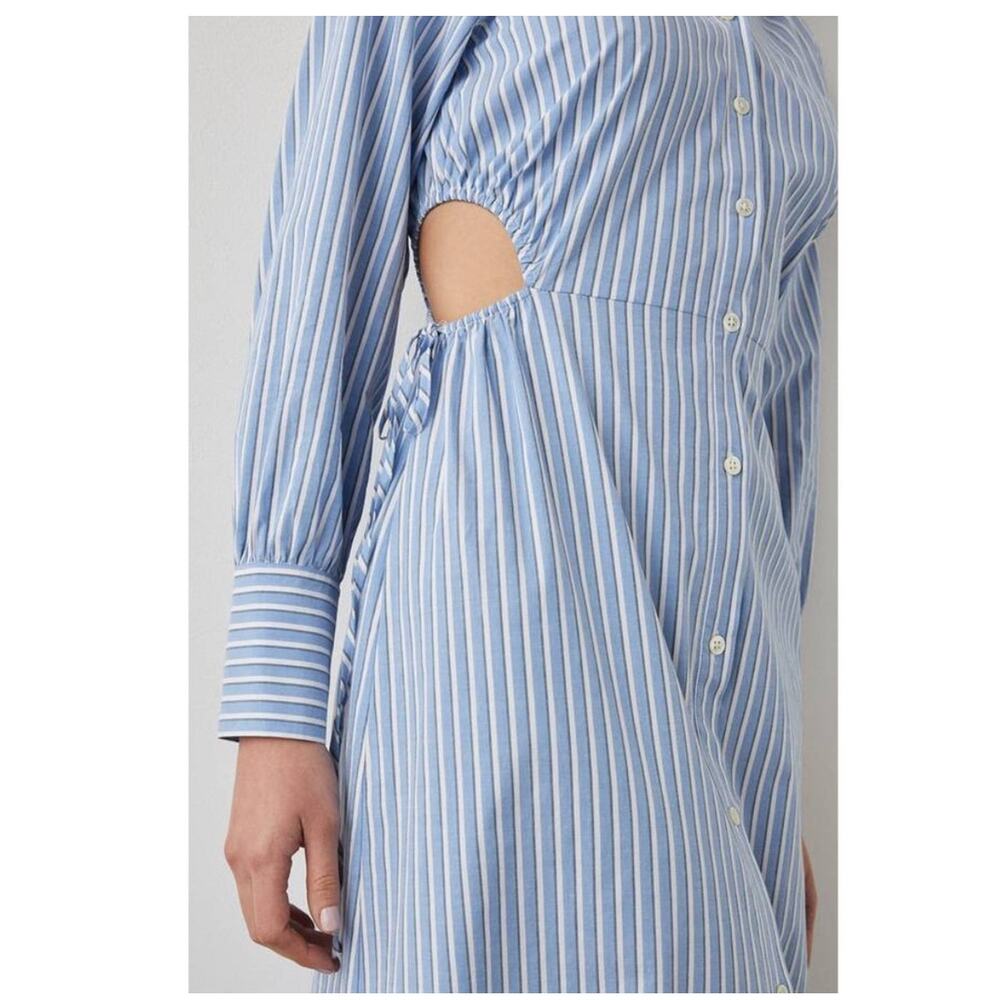 Rails Shirt Dress Sz M Holly Blue White Stripe Cotton Midi Coastal Classic Vacay - Picture 4 of 9